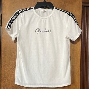 SHEIN White 'Flawless' Tee with Black Accents